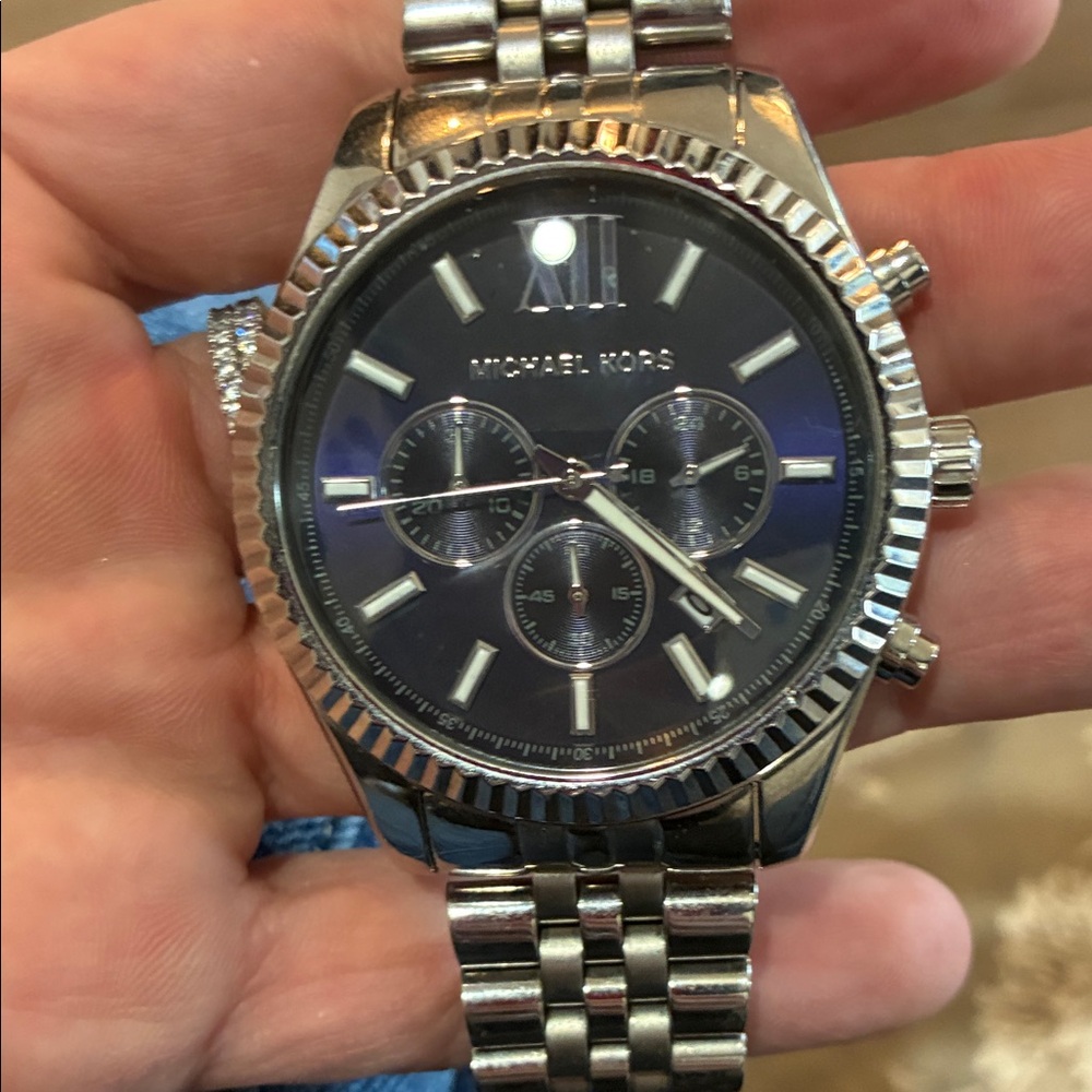 Michael Kors Silver and Black Men's Watch
